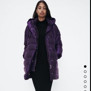 Zara Purple Puffer Coat with Hood